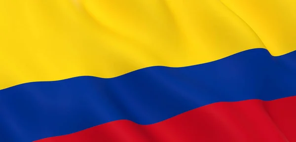 National Fabric Wave Closeup Flag Colombia Waving Wind Rendering Illustration — Stock Photo, Image