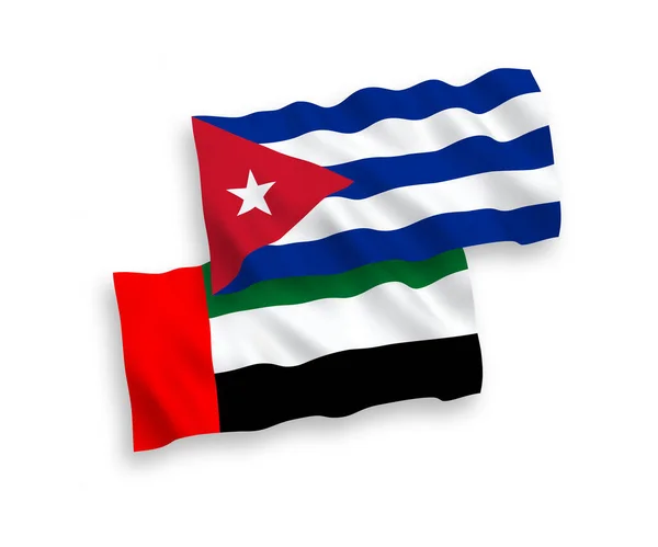 Drapeaux Nationaux Vectoriels Des Émirats Arabes Unis Cuba Isolés Sur — Image vectorielle