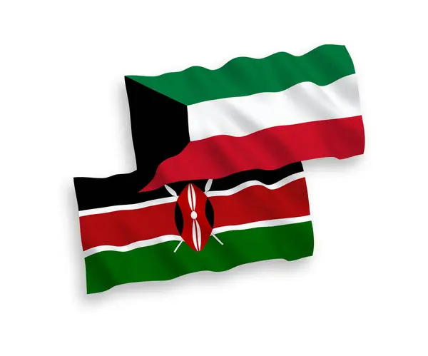 Kenya Kuveyt Ulusal Taşıyıcı Kumaş Bayrakları Beyaz Arka Planda Izole — Stok Vektör