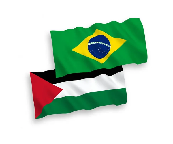 Banderas Nacionales Ondas Vectoriales Brasil Palestina Aisladas Sobre Fondo Blanco — Vector de stock