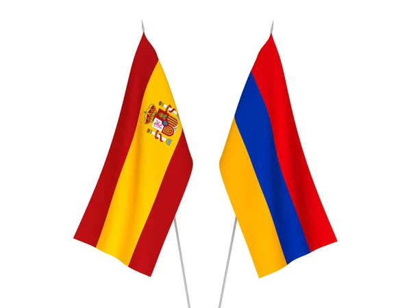 National Fabric Flags Spain Armenia Isolated White Background Rendering Illustration — Stock Photo, Image