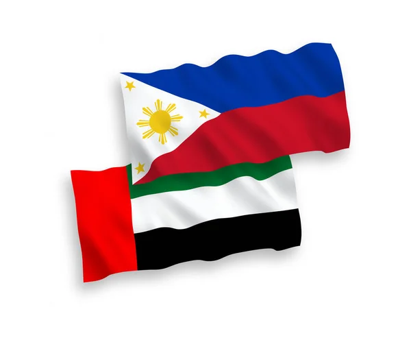 Banderas Nacionales Ondas Vectoriales Emiratos Árabes Unidos Filipinas Aisladas Sobre — Vector de stock