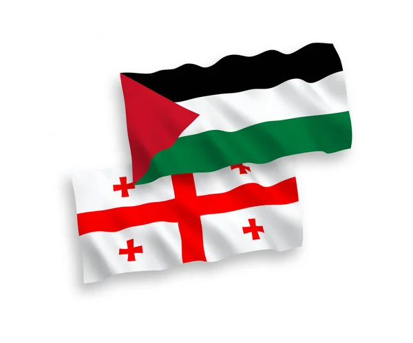 在白色背景下孤立的巴勒斯坦和格鲁吉亚的国家病媒织物波浪旗 1比2的比例 — 图库矢量图片