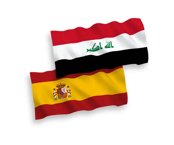 Banderas Nacionales Ondas Vectoriales Irak España Aisladas Sobre Fondo Blanco — Archivo Imágenes Vectoriales