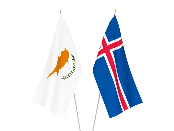 Εθνικές Σημαίες Υφάσματος Της Ισλανδίας Και Της Κύπρου Που Απομονώνονται — Φωτογραφία Αρχείου