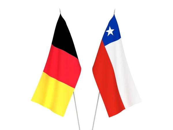 Nationale Stoffen Vlaggen Van België Chili Geïsoleerd Witte Achtergrond Weergave — Stockfoto