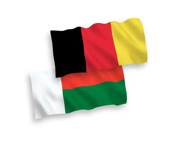 Національні Векторні Прапори Хвиль Мадагаскару Бельгії Ізольовані Білому Тлі Пропорція — стоковий вектор