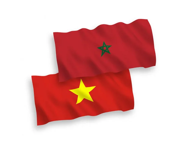 Εθνικό Διάνυσμα Υφασμάτινες Σημαίες Του Μαρόκου Και Του Βιετνάμ Απομονώνονται — Διανυσματικό Αρχείο