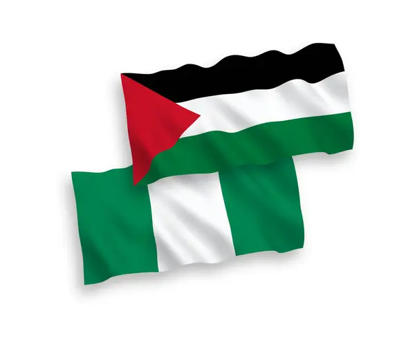 Banderas Nacionales Ondas Vectoriales Palestina Nigeria Aisladas Sobre Fondo Blanco — Archivo Imágenes Vectoriales