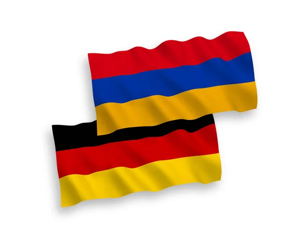 Banderas Nacionales Ondas Vectoriales Alemania Armenia Aisladas Sobre Fondo Blanco — Archivo Imágenes Vectoriales