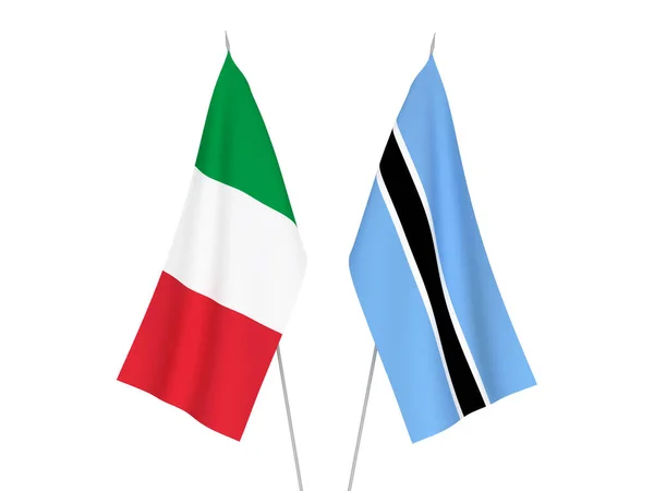 Banderas Nacionales Tela Italia Botswana Aisladas Sobre Fondo Blanco Ilustración — Foto de Stock