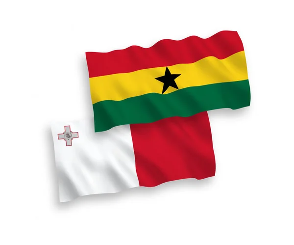 マルタとガーナの国家ベクトルファブリック波旗は白地に隔離されている — ストックベクタ