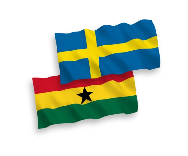 Белом Фоне Выделены Национальные Векторные Волновые Флаги Швеции Ганы Соотношение — стоковый вектор