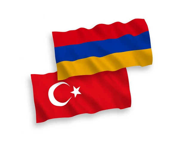 土耳其和亚美尼亚的国家病媒织物在白色背景下相互隔离 1比2的比例 — 图库矢量图片