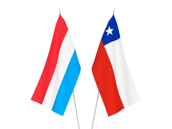 Nationale Stoffen Vlaggen Van Luxemburg Chili Geïsoleerd Witte Achtergrond Weergave — Stockfoto