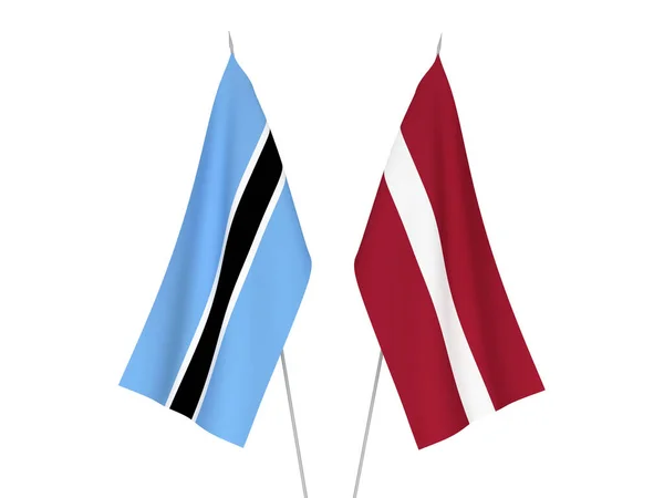 Lettország Botswana Nemzeti Szövet Zászlók Elszigetelt Fehér Alapon Renderelés Illusztráció — Stock Fotó