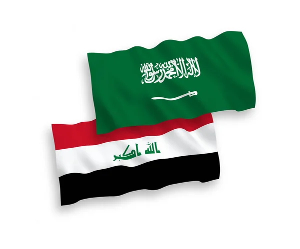 Banderas Nacionales Ondas Vectoriales Arabia Saudita Irak Aisladas Sobre Fondo — Archivo Imágenes Vectoriales