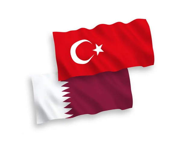 Banderas Nacionales Onda Tejido Vectorial Turquía Qatar Aisladas Sobre Fondo — Vector de stock