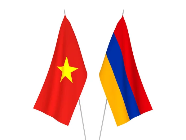 Narodowe Flagi Tkanin Wietnamu Armenii Izolowane Białym Tle Ilustracja Renderowania — Zdjęcie stockowe