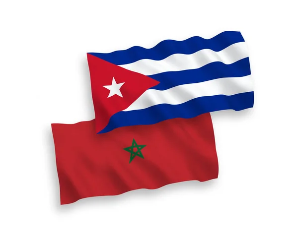 모로코와 쿠바의 국기는 바탕에 게양되었다 — 스톡 벡터