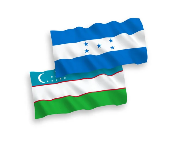 Εθνικό Διάνυσμα Υφασμάτινες Σημαίες Του Ουζμπεκιστάν Και Της Ονδούρας Απομονώνονται — Διανυσματικό Αρχείο