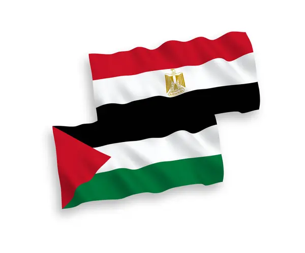 Bandeiras Tecido Vetorial Nacional Palestina Egito Isoladas Fundo Branco Proporção — Vetor de Stock
