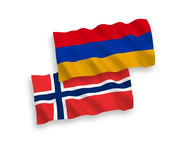 Εθνικό Διάνυσμα Υφασμάτινες Σημαίες Της Νορβηγίας Και Της Αρμενίας Απομονωμένες — Διανυσματικό Αρχείο