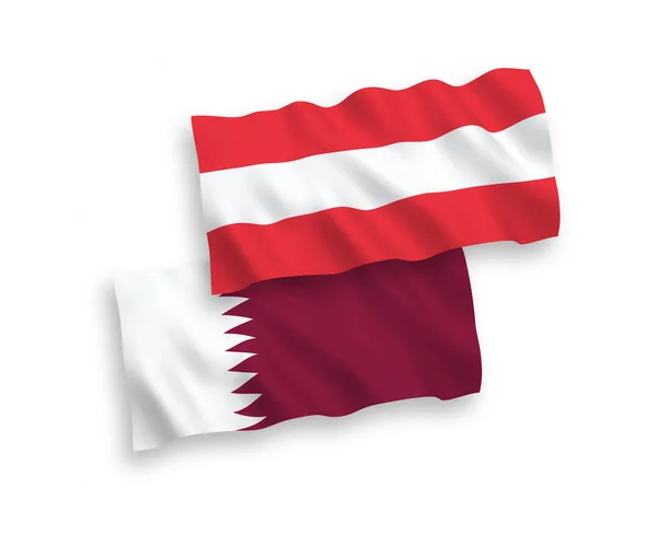 Banderas Nacionales Ondas Vectoriales Austria Qatar Aisladas Sobre Fondo Blanco — Vector de stock