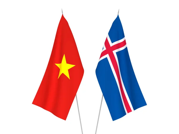 Drapeaux du Vietnam et d'Islande — Photo