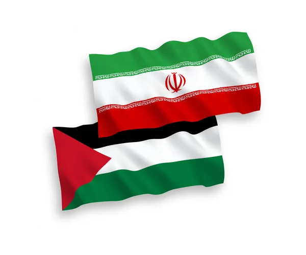 Vlajky Palestiny a Íránu na bílém pozadí — Stockový vektor