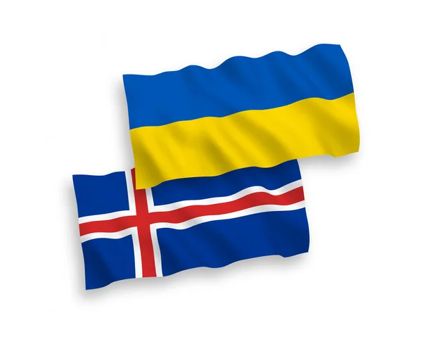 Флаги Исландии и Украины на белом фоне — стоковый вектор