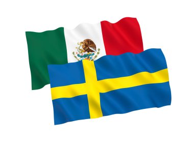 Beyaz arka planda Meksika ve İsveç bayrakları