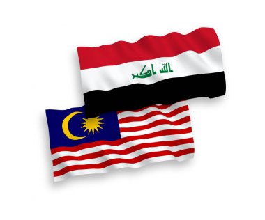 Beyaz arka planda Irak ve Malezya bayrakları
