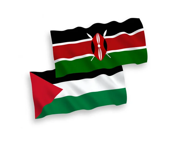 Drapeaux de Palestine et du Kenya sur fond blanc — Image vectorielle