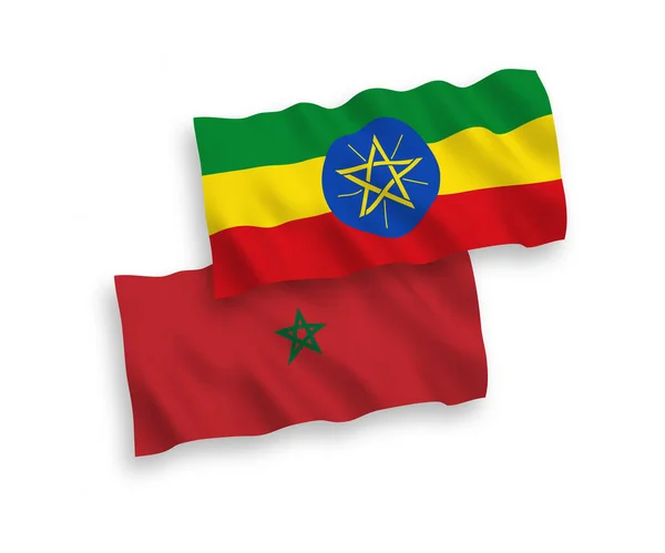 Banderas de Marruecos y Etiopía sobre fondo blanco — Archivo Imágenes Vectoriales