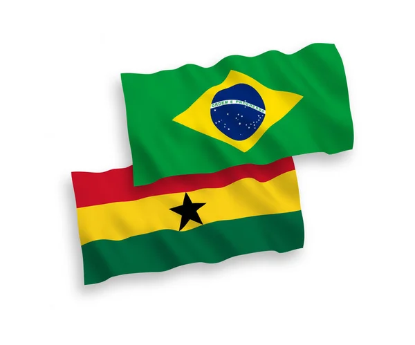 Banderas de Brasil y Ghana sobre fondo blanco — Archivo Imágenes Vectoriales