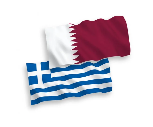 Drapeaux de la Grèce et du Qatar sur fond blanc — Image vectorielle