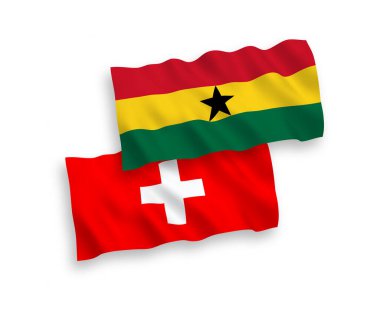 Beyaz arka planda Gana ve İsviçre bayrakları
