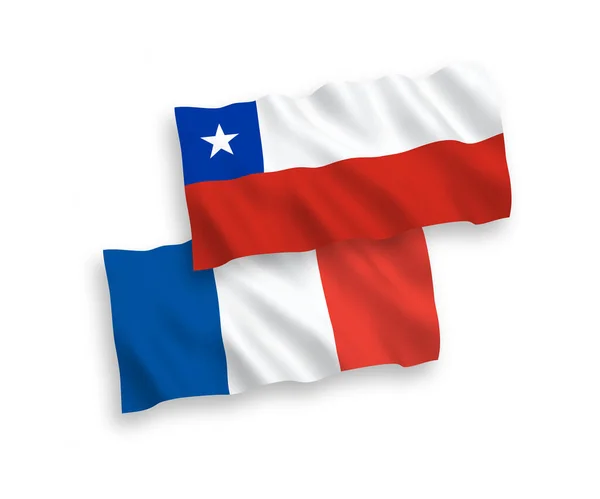 Флаги Франции и Чили на белом фоне — стоковый вектор