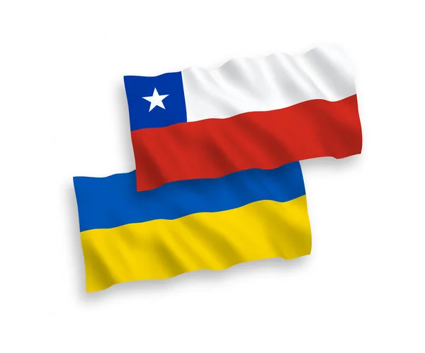 Bandiere del Cile e dell'Ucraina su sfondo bianco — Vettoriale Stock