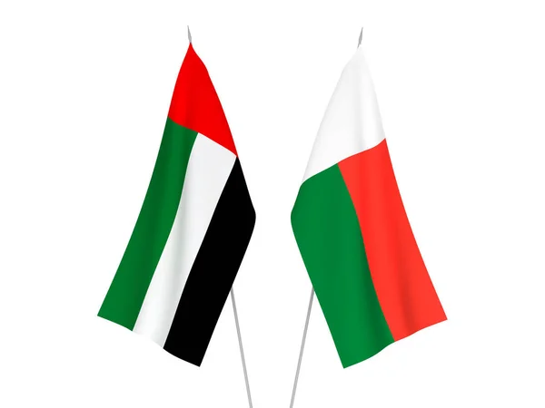 Emiratos Árabes Unidos y Madagascar Banderas —  Fotos de Stock