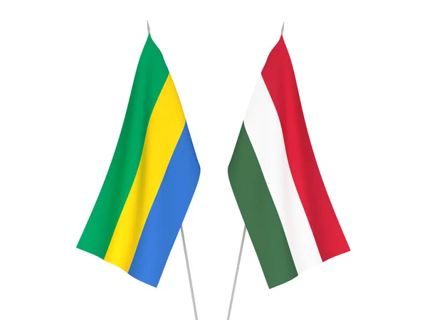 ガボンとハンガリーの旗 — ストック写真