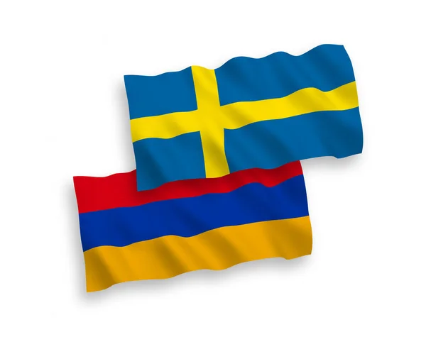 Banderas de Suecia y Armenia sobre fondo blanco — Archivo Imágenes Vectoriales