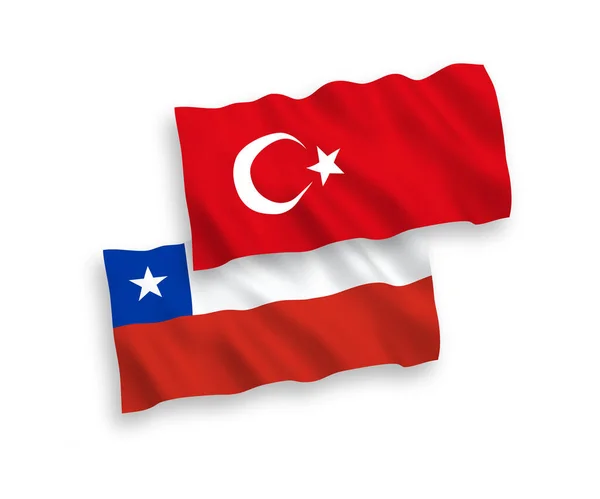 Vlaggen van Turkije en Chili op een witte achtergrond — Stockvector