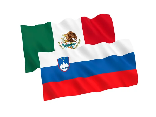 Zászló Mexikó és Szlovénia fehér alapon — Stock Fotó