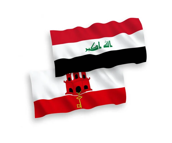 Banderas Nacionales Ondas Vectoriales Iraq Gibraltar Aisladas Sobre Fondo Blanco — Archivo Imágenes Vectoriales