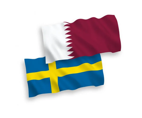 Drapeaux de la Suède et du Qatar sur fond blanc — Image vectorielle