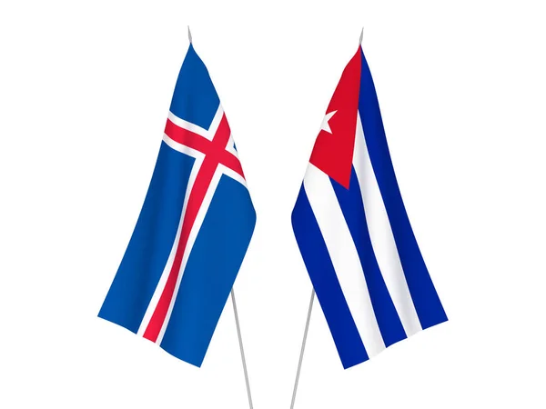 쿠바와 아이슬란드의 국기는 바탕에 독립되어 있었다 렌더링 — 스톡 사진