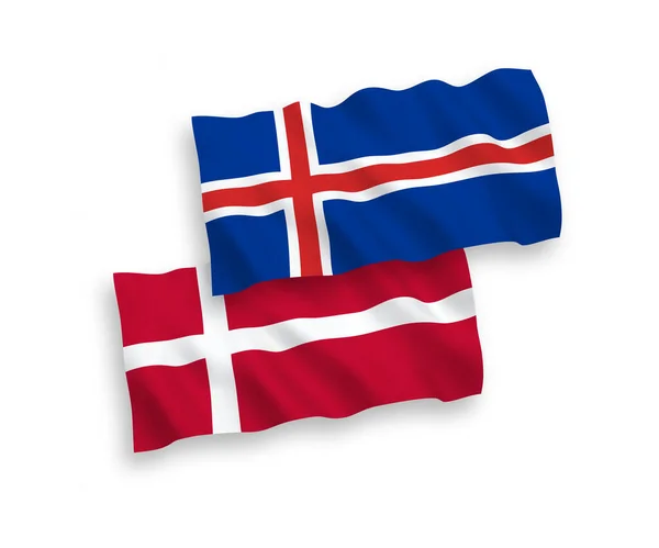 Национальные Векторные Тканевые Флаги Дании Исландии Выделены Белом Фоне Соотношение — стоковый вектор