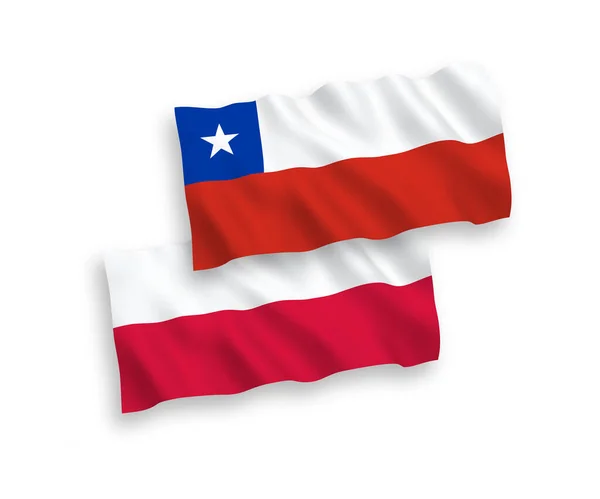 Banderas Nacionales Ondas Vectoriales Chile Polonia Aisladas Sobre Fondo Blanco — Vector de stock